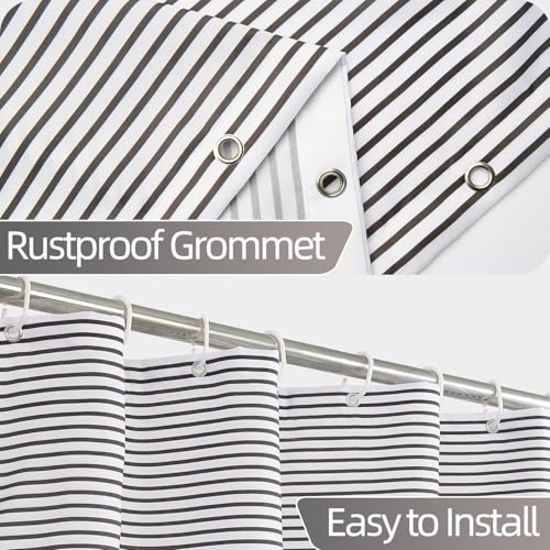 Boho Shower Curtain for Bathroom 60x72 inches Light Grey White Lines Waterproof Shower Curtain Set with Hooks Bohemian Stripe Fabric Stall RV Shower Curtains - color: Grey, size: 60"W x 72"L (Pack of 1)