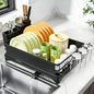 Simple Trending Dish Drying Rack, Space-Saving Large Dish Rack for Kitchen Counter, Anti-Rust Dish Drainer with Cutlery & Cup Holders, Black