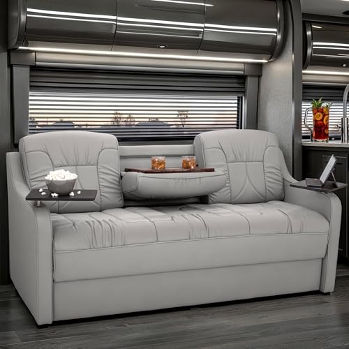 De Leon Console DX RV Sofa Bed, 72" Wide, Ultimate Leather, Ash - color: Ash, size: 72"