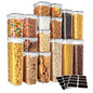 MR.SIGA 16 Pack Airtight Food Storage Container Set, BPA Free Kitchen Pantry Organization, Kitchen Canisters for Cereal, Spaghetti, includes 24 Reusable Sticker Labels