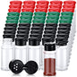 Amyhill 100 Pcs Plastic Spice Bottles Spice Jars Seasoning Jars Shaker Plastic Jars 3.3 Oz/ 100ml Seasoning Shaker with Shaker Lids(Green, Red, Black Lid) - color: Green, Red, Black Lid