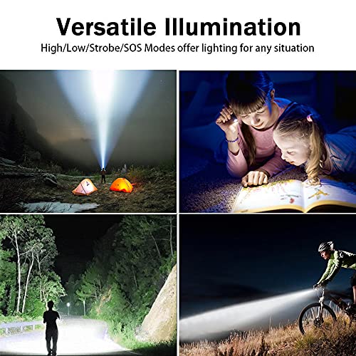 Hoxida LED Tactical Flashlight Rechargeable, IPX6 Waterproof Flashlight, 2000lm, Super Bright LED, Zoomable, Pocket-Size Small LED Flashlight for Hiking, Camping, Emergency - color: rechargeable flashlight