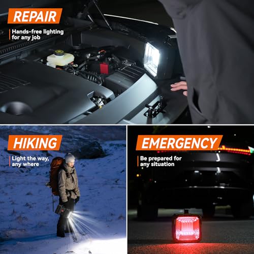 AlpsWolf Rechargeable Flashlight, LED Spotlight Flashlight 10000 Capacity 1200LM 20h Ultra-Long Standby 3+4 Lights Modes Camping Flashlight Waterproof with USB Output as a Power Bank - size: Small