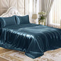 Homiest 3pcs Satin Sheets Set Luxury Silky Satin Bedding Set with Deep Pocket, 1 Fitted Sheet + 1 Flat Sheet + 1 Pillowcase (Twin XL Size, Deep Sea Blue) - color: Deep Sea Blue, size: Deep pocket - Twin XL size