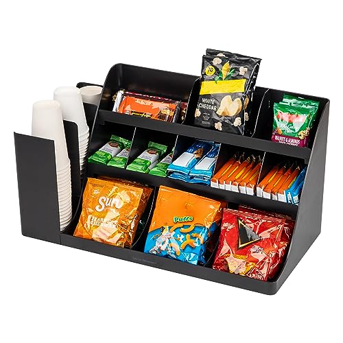 Mind Reader Cup and Condiment Station, Countertop Organizer, Coffee Bar, Kitchen, Stirrers, Black - color: Black