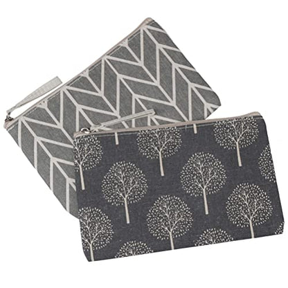 SUMAJU 2 Pcs Canvas Cosmetic Bag, Multi-Function Small Zipper Pouch Cute Makeup Pouch Travel Toiletry Bag Travel Size Toiletries Christmas Stocking Stuffers Gifts for Women,8.6 * 5.5 In | Soft canvas, 2 assorted prints, compact travel size, zipper closure