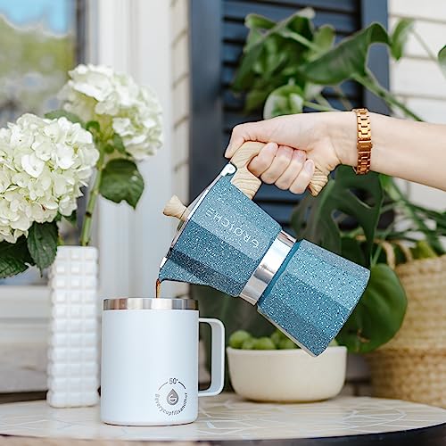 GROSCHE Milano Moka pot, Stovetop Espresso maker, Greca Coffee Maker, Stovetop coffee maker and espresso maker percolator (Indigo, 6 cup) - color: Indigo, size: 6 espresso cups