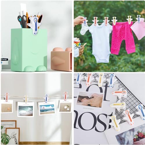 Plastic Clothes Pins Strong Clothespins-Heavy Duty Laundry Plane Clothes Clips Windproof Clamps Clothes Pegs, No Trace Design for Clothes 3 Colors 12 PCS - color: 3 Colors 12 Pcs