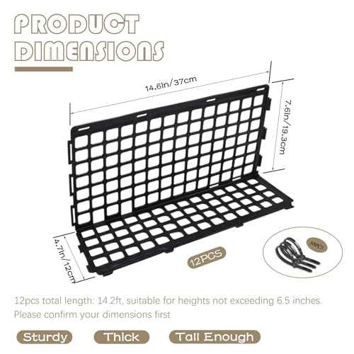 12 Pcs Under Couch Blocker for Bed Adjustable Furniture Plastic Under Bed Blocker with 30 Ties Black Couch Barriers for Dogs Pets Cats (Style 1) - color: Style 1