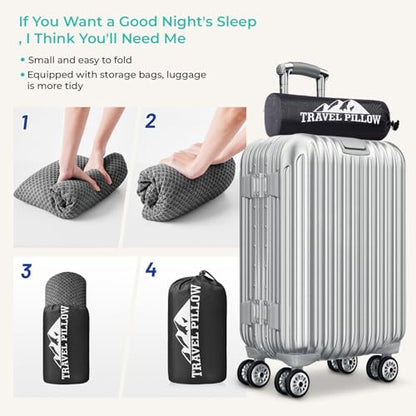 Travel Pillow Memory Foam Pillows, Camping Pillow-Compressible Medium Firm, Breathable Cover, Ideal Backpacking Hiking, Bed Pillows, Airplane and Car (Dark Grey, S) - color: Dark Grey, size: S-15.7*9.8in