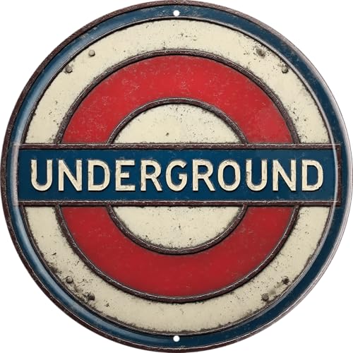 Vintage Round Tin Sign Retro Metal Underground Signs For subway station And Home Decor Stylish Wall Art Plaques Gift For Gothic Wall Decor 8x8 In - color: Underground