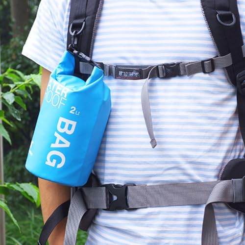 2-liter waterproof dry bag, roll-top compression bag, backpack gear dry bag, suitable for storage and various outdoor activities.