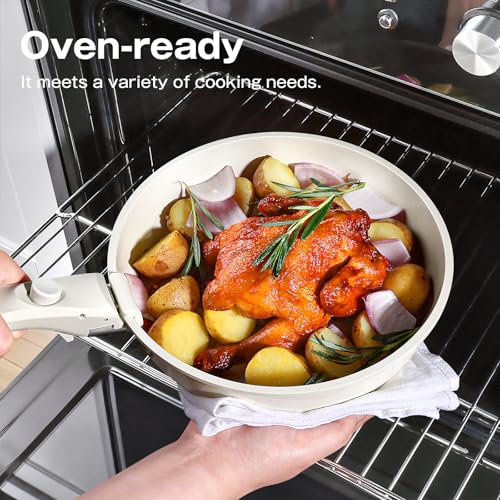 GiPP Ceramic Pots and Pans Set Non Stick, Nonstick Detachable Handle Cookware Sets, Non Toxic Induction Kitchen Pot and Pan with Removable Handle, Healthy RV Cookware, Dishwasher ＆Oven Safe, 7 Piece - color: White, size: 7PCS 04