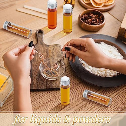 Didaey 100 Pcs Small Clear Vials Spice Mini Jars with Lids Mini Glass Bottles with Screw Aluminum Metal Caps Tiny Jars Sample Containers for Powder Cream Cosmetic Jewelry Wedding (15 ml,Silver Caps) - color: Silver Caps, size: 15 ml