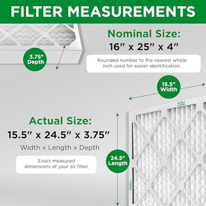 Mann+Hummel 16x25x4 MERV 8 Pleated HVAC AC Furnace Air Filters. Case of 6. (Exact Size: 15.5 x 24.5 x 3.75 Inches) - style: 16 x 25 x 4