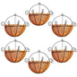 Shoplala Wall Planters Outdoor Plants (10 Inch, 6 Pack) Balcony Planters Railing Hanging Fence Planter Over Railing with Coco Liner, Wall Mounted Flower Basket Black Metal Wire Deck Porch Patio Garden - size: 10" (25cm) x 6 Pack