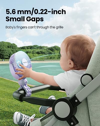 Gaiatop Mini Electric Fan with 360 Rotation, 5.5mm Gaps, Rechargeable Battery, 3 Speeds, Purple - color: purple
