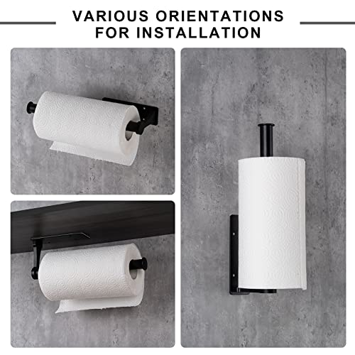Honmein Paper Towel Holder, Aluminum Alloy Paper Towel Holders, Stylish Wall Mount and Under Cabinet Paper Towel Holders for Easy Access (Black) - color: Black-aluminum