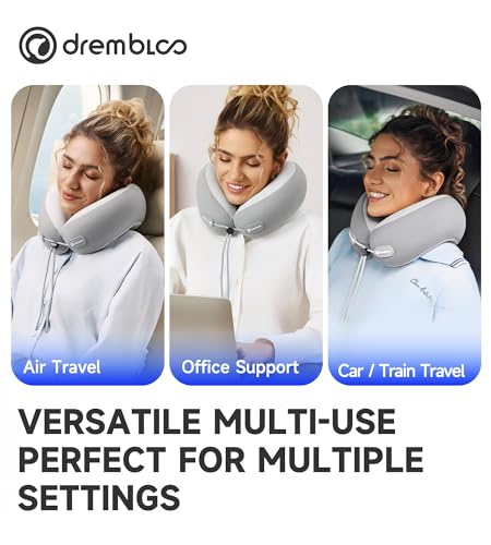 Neck Pillow Airplane, Premium Memory Foam Cooling Travel Pillows for Sleeping, Adjustable Flight Sleep Pillow with Comfortable Breathable Cover, Portable Plane Accessories