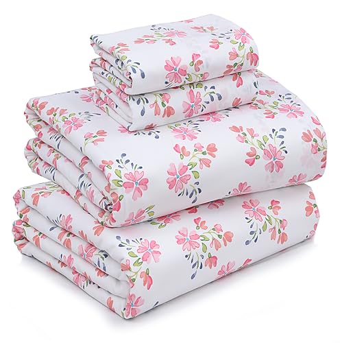 RUVANTI 100% Cotton Percale Sheets California King Size, Bloomex | Crisp Cooling, Deep Pocket 14", Soft Breathable & Durable, Hotel-Style, 4 Piece Set - color: Bloomex, size: California King