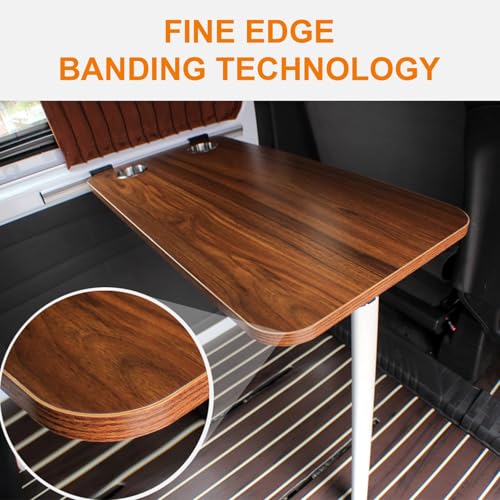 RV Dinette Table, Foldable RV Table with Two Cup Slots, Solid Wood Wall Mount Folding Picnic Table, Lightweight RV Table for Small Space, RV, Home Office, Bedroom or Kitchen(Black) - color: Black