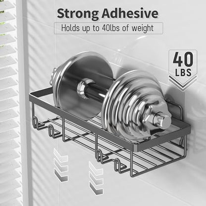 Liuoud 5 Pack Shower Caddy Organizer Rack Shelf for Inside Shower, Self Adhesive Bathroom Wall Storage Basket Rustproof Stainless Steel Large Capacity Shampoo Holder, Dark Grey - color: Dark Grey