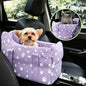 Center Console Dog Car Seat Safe Travel for Small Dogs Under 15 lbs Detachable Washable Pet Carrier with Storage Pockets & Safety Leash (Purple) - color: Purple