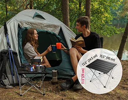 TREKOLOGY Small Camping Table - Beach Table that Fold Up - Lightweight, Foldable, Potable Folding Small Outdoor Table - for Camp, Hiking, Campers & Summer Outing Trip