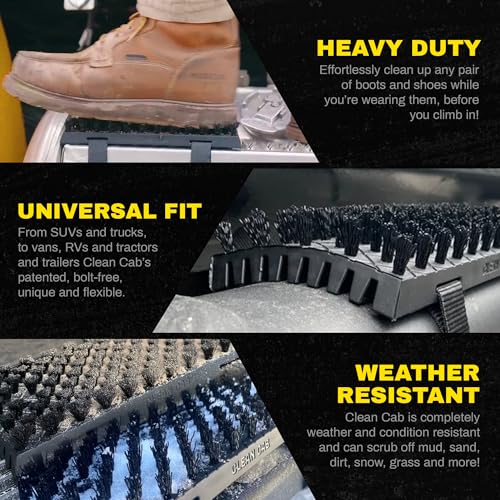 Universal Fit Truck Step Mounted Brush - Heavy Duty Boot Brush for Trucks, RVs, SUVs, and Semis - Easy Velcro Mounting - Perfect for Camping, Jobsite, and Home - Durable and Reliable