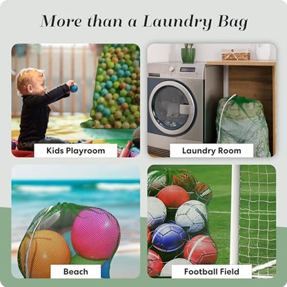 Handy Laundry Mesh XL Laundry Bags - Durable, Machine Washable with Secure Drawstring Closure - Perfect for College Dorms, Laundromats, Apartments (Green, Large 24" x 36") - color: Green