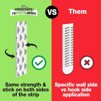 FrogTape reMOVEables Heavy Duty Wall Hooks - 8 Hooks and 12 Strips - Holds up to 3 lbs - No Damage - Easy to Remove & Reuse - Medium Wall Hook with Adhesive Strips - White (Pack of 8) - size: Pack of 8, style: Medium