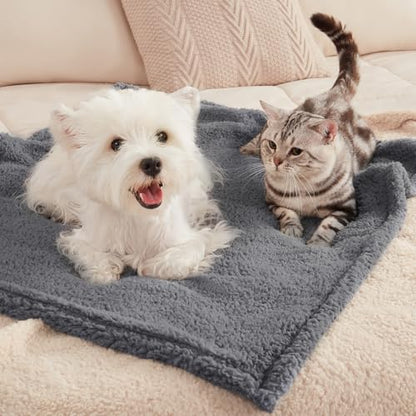 1 Pack 3 Calming Blankets Fluffy Premium Fleece Pet Blanket Soft Sherpa Throw for Dog Puppy Cat Beige Small (23" x16'') - color: Beige, size: Small (Pack of 3)