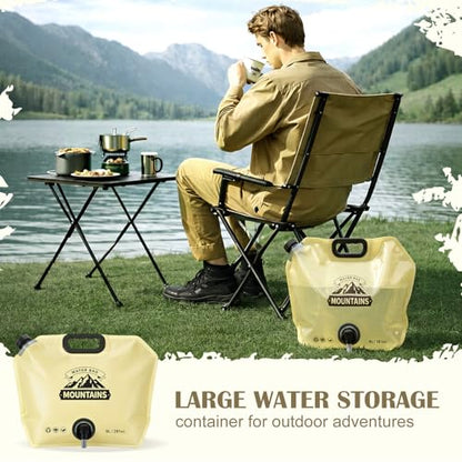 LemonRoad 8 Pack Collapsible Water Container 2.1 Gallon 8L Foldable Water Storage Bag with Spigot, Sturdy Leakproof Jug for Camping, Hiking, Emergency (Khaki) - color: Khaki