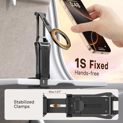 OMOTON TP02 360°Rotating for MagSafe Tripod, New Upgrade with 1/4" Screw Arca, Adjustable Magnetic Phone Tripod for iPhone 17/16/15 Pro Max Air, Foldable Selfie Stick Fits Vlog, Gym, Black Pro - color: 7-Black Pro