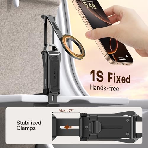 OMOTON 360°Rotating for MagSafe Tripod with 1/4" Screw Arca, Adjustable Magnetic Phone Tripod for iPhone 17/16/15 Pro Max Air, Fold Selfie Stick Fits Vlog, Gym, Travel Essentials, Black& Black Pro - color: 9-Black&Black Pro