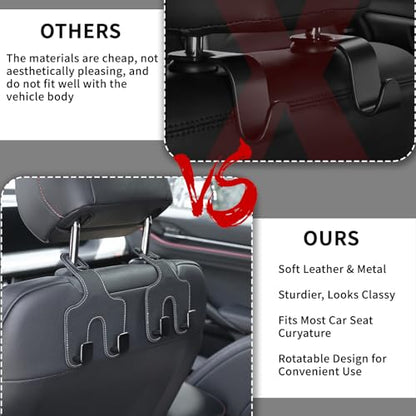 JEYODA Flexible PU Vehicle Storage Hanger, Universal Multifunctional Headrest Hooks for Car and Home (Style 2-Black) - color: style 2-black