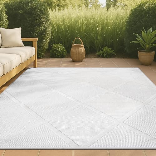 JONATHAN Y Diamond Trellis Indoor Outdoor Area Rug 4X6 Ivory, Salines for Backyard, Patio, Porch, Easy-Cleaning, High Traffic, Pet-Friendly, Non-Shedding (IBZ101D-4) - color: Ivory, size: 3'11" x 6' (Rectangular)