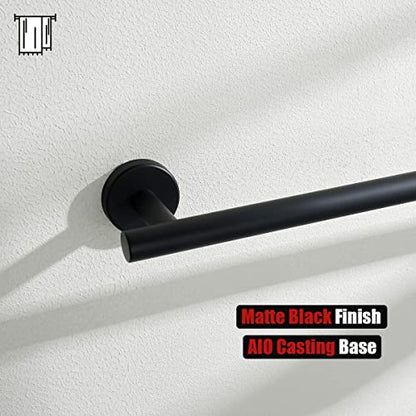JQK Black Towel Bar, 20.5 Inch 304 Stainless Steel Thicken 0.8mm Towel Rack Bathroom, Towel Holder Matte Black Wall Mount, Useable Length 18 Inch, TB110L18-PB - color: Black, size: 20.5 Inch