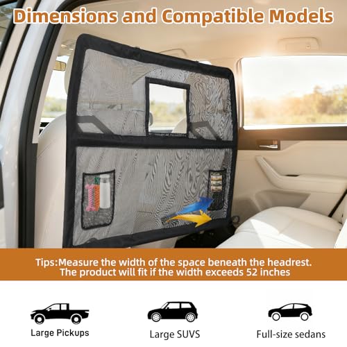 57" Wide Dog Car Barrier with Window & Steel Frame, Universal Fit for Cars, Sedans,SUVs,and Trucks, Car Barrier for Escape-Proof, Vehicle Gate for Dog Travel - size: Large 57"*33"