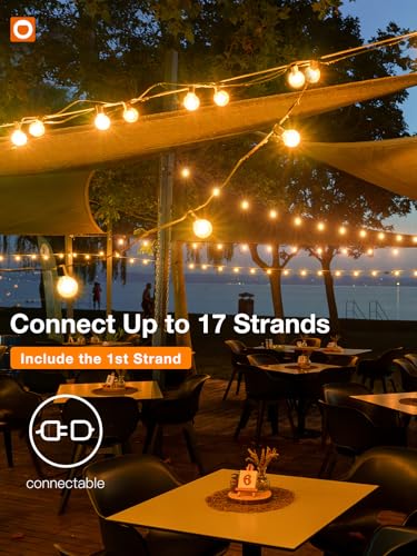 addlon 100FT(2-Pack*50FT) Outdoor String Lights, G40 Globe LED Patio Lights Waterproof with 54 Shatterproof Bulbs(4 Spare), ETL Dimmable Outside Hanging Lights Connectable for Yard Garden Backyard - size: 100FT(50 Sockets)