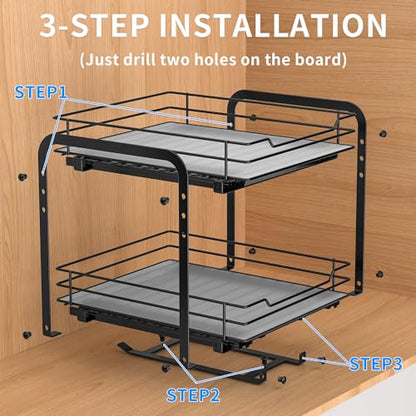 RCHYFEED Spice Rack Organizer for Cabinet, 2 Tier Pull Out Spice Racks for Inside Cabinets & Pantry, Height Adjustable Heavy Duty Vertical Spice Shelf for Seasoning Organizer(9.5" Wx10.5 Dx9.5 H) - size: 2 Tier-9.5''Wx10.5''Dx9.5''H