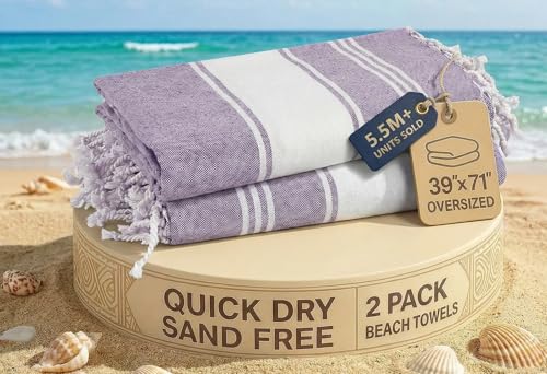 LANE LINEN Large Pool Towels, XL Beach Towel 2 Pack, Pre-Washed, No Shrink, Quick Dry Oversized Beach Towels, Stylish Beach Towel for Women, Sand Free Towel, 39"x71" - Regal Orchid - color: 36: Regal Orchid, size: Pack of 2