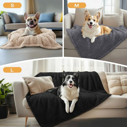 1 Pack 3 Calming Blankets Fluffy Premium Fleece Pet Blanket Soft Sherpa Throw for Dog Puppy Cat Beige/Black/Grey Medium (30" x20'') - color: Beige/Black/Grey, size: Medium (Pack of 3)
