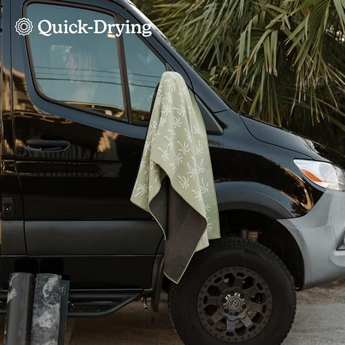 Nomadix Original Towel - Perfect for Beach, Pool, Travel, Camping, Yoga - Made with Recycled Materials - Super Absorbent - Sand Resistant - Breezy Palms Olive - 72.5x30 - color: Breezy Palms Olive