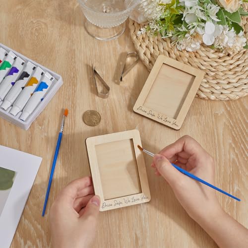 2Pcs Drive Safe We Love You Wood Car Visor Picture Frame Rectangle Wooden Photo Holder with Iron Clips Personalized Car Gift Compact Picture Holder Travel Memories Car Accessory