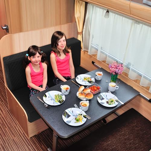 Buryeah 2 Set RV Dinette Cushion Covers Booth Set Furniture Protector for Sofa Seat Camper Car Couch, 2 Backrest and 2 Bench Cover(Black)