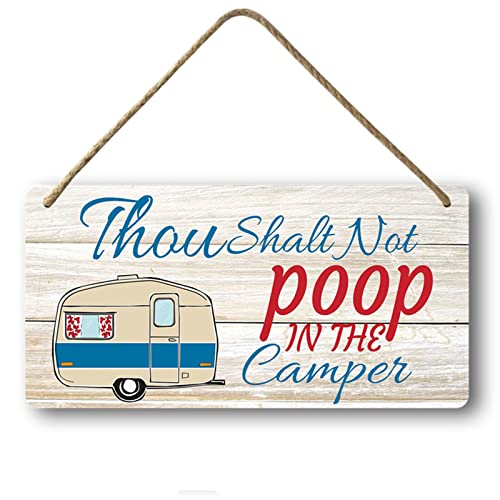 Funny Camping Sign Camper Bathroom Decor No Pooping In The Camper Signs Happy Campers Personalized Gifts Rv Rules For Travel Trailer Wall Art Decor Welcome Wood Hanging Sign - color: Camper04
