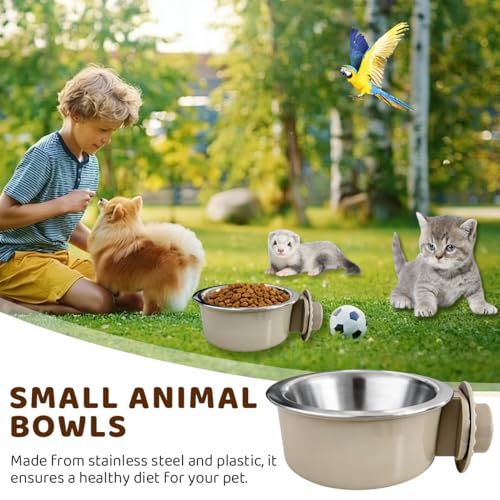 2Pcs Pets Lightweight Stainless Steel Bowl,Removable Stainless Steel Pet Hanging Food Water Feeder Bowl for Puppy Dog Cat Rabbit Ferret Bird Gunea Pigs (Medium) - size: Medium