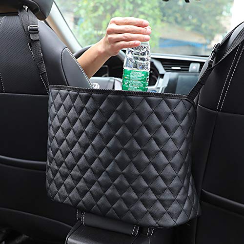 Car Handbag Holder Between Seats Back Storage Organizer Net Pocket Purse Holder Tissue Purse Holder, Driver Storage Pouch for Handbag Cup - color: Black