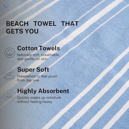 Cotton Turkish Beach Towel with Towels Oversized 36"x72" Pool Absorbent Extra Large Quick Dry Sand Travel Towel (Azure Bliss, 4 Pack) - color: Azure Bliss, size: 4 Pack